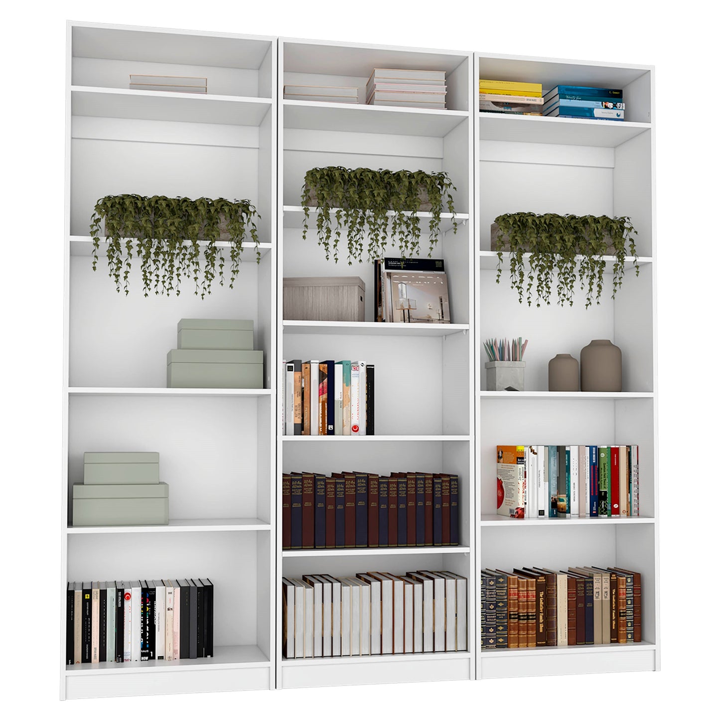 Combo Home, Estante Colección 28, Blanco, con tres estantes