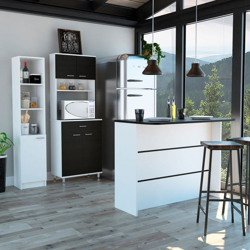 Combo Kitchen, Wengue y Blanco, incluye mueble microondas 60, barra y optimizador