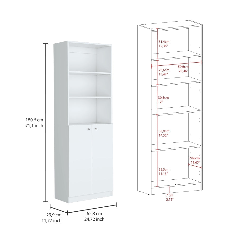 Combo Home, Estante Colección 3, Blanco, con un estante con puertas batientes
