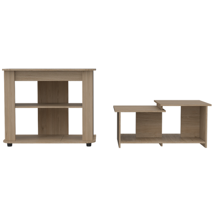 Rack TV + Mesa De Centro Optimus Color Rovere Para Sala De Estar