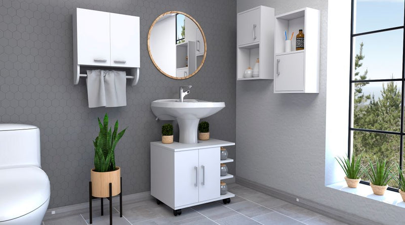 Combo Bath Blanco, incluye botiquin bath 28, optimizador, mueble lavamanos y auxiliares