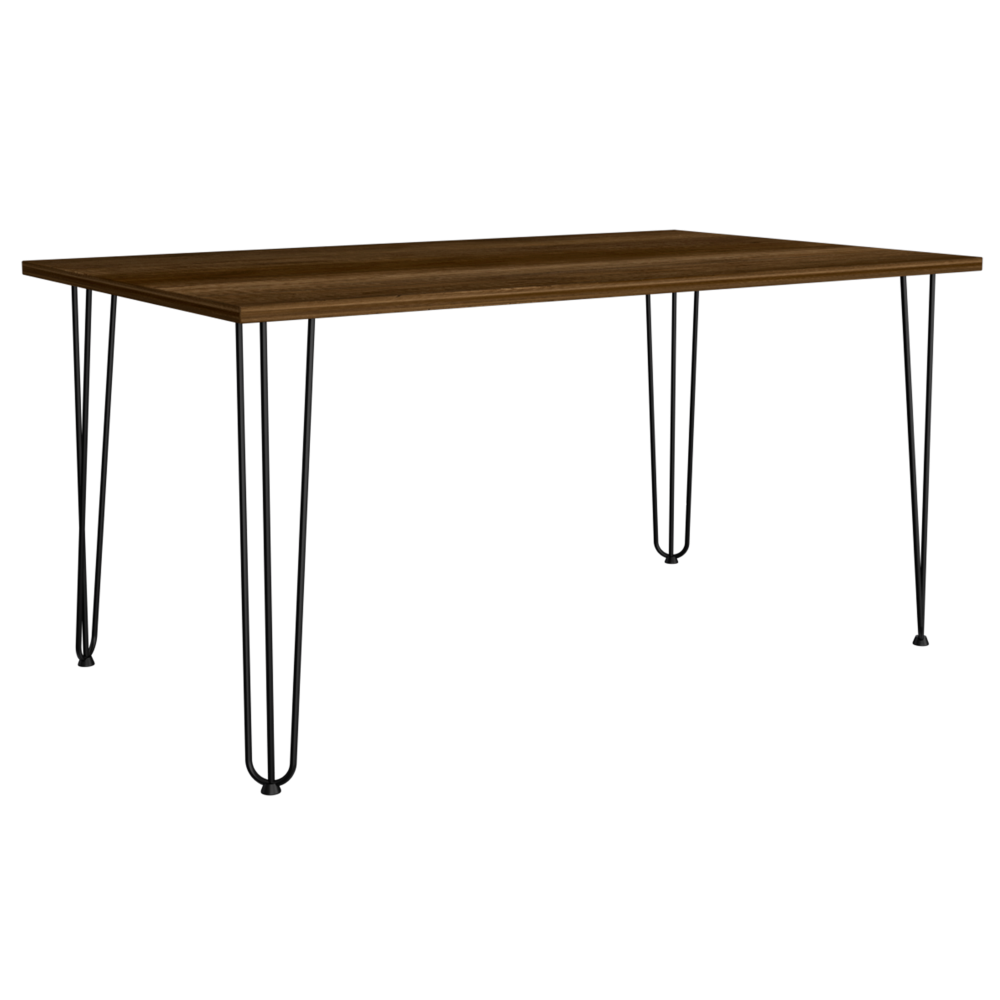 Combo Vassel, Caramelo y Negro, incluye mesa comedor, cuatro sillas sin brazo y dos sitials con brazo