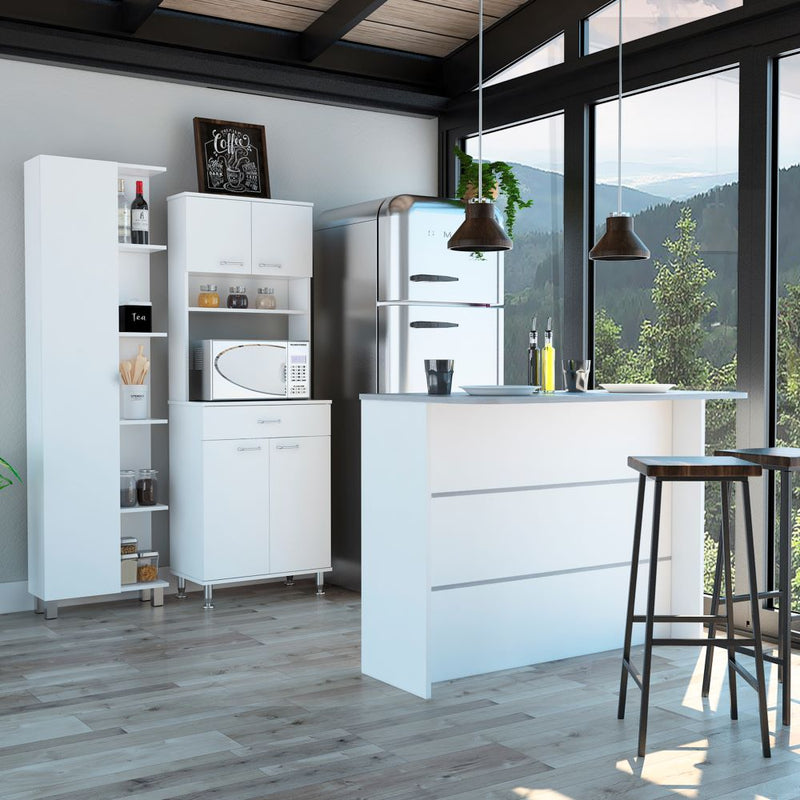 Combo Kitchen, Blanco, incluye mueble microondas 60, barra y optimizador