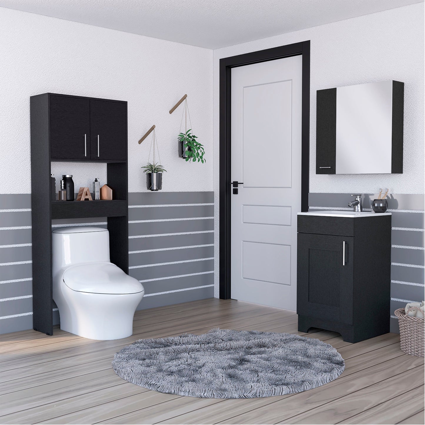 Combo Barcelona, Wengue, incluye mueble lavamanos y baño