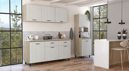 Combo Kitchen Gante, Rovere y Niebla, incluye alacena, módulo inferior y módulo superior