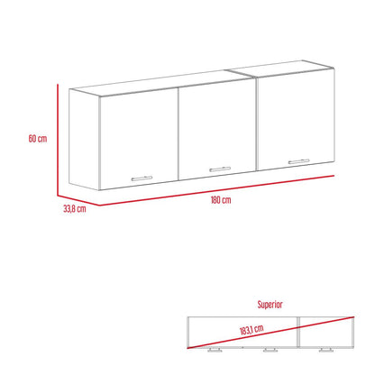 Combo Kitchen Gante, Rovere y Niebla, incluye alacena, módulo inferior y módulo superior