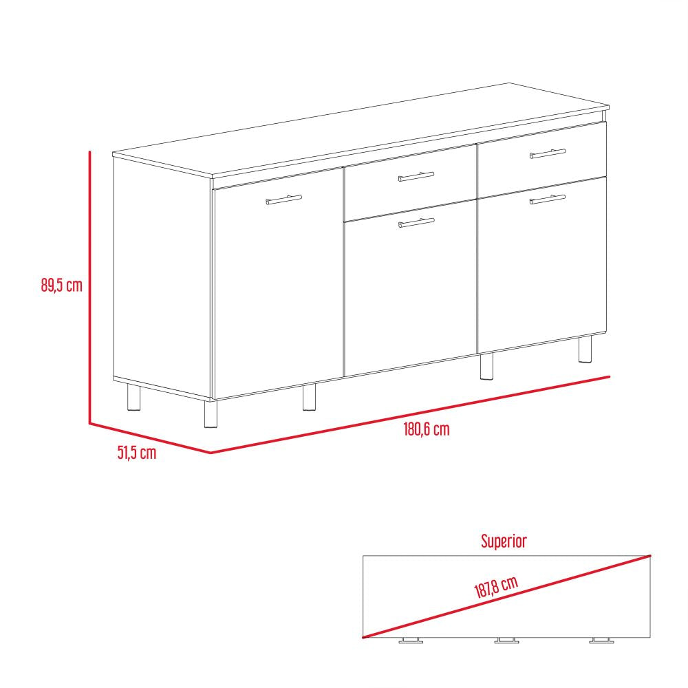 Combo Kitchen Gante, Rovere y Niebla, incluye alacena, módulo inferior y módulo superior