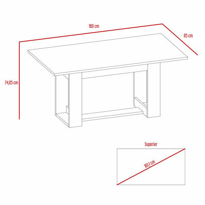 Combo Volterra, Wengue y Negro, incluye mesa comedor 160 y seis sillas sin brazo