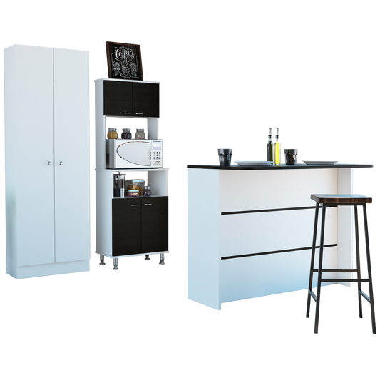 Combo Kitchen, Wengue y Blanco, incluye mueble cocina 54, barra y optimizador