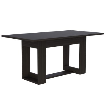 Combo Volterra, Wengue y Negro, incluye mesa comedor 160, cuatro sillas sin brazo y dos sitials con brazo