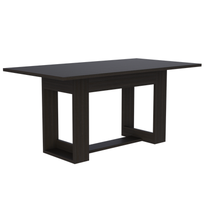 Combo Volterra, Wengue y Negro, incluye mesa comedor 160, cuatro sillas sin brazo y dos sitials con brazo
