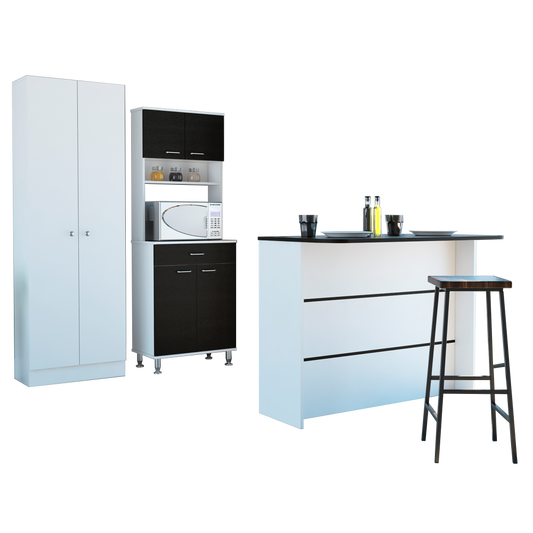 Combo Kitchen, Wengue y Blanco, incluye mueble cocina 60, barra y optimizador