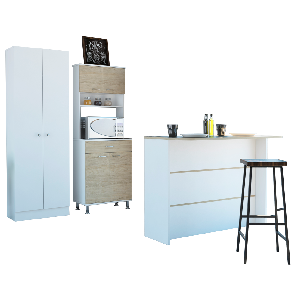 Combo Kitchen, Rovere y Blanco, incluye mueble cocina 60, barra y optimizador