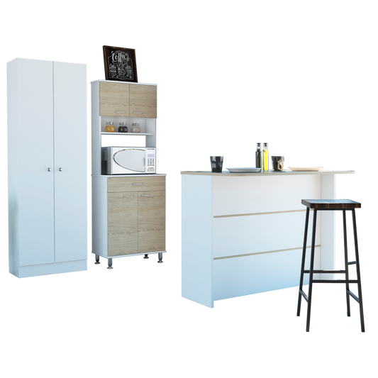 Combo Kitchen, Rovere y Blanco, incluye mueble cocina 60, barra y optimizador