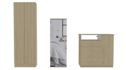 Combo Dreams, Rovere y Blanco, incluye closet, cómoda y zapatero