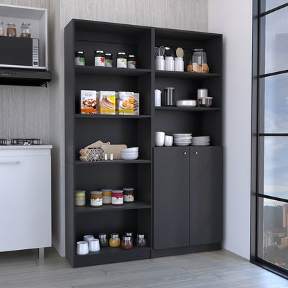 Combo Home, Estante Colección 5, Wengue, con un estante de dos puertas