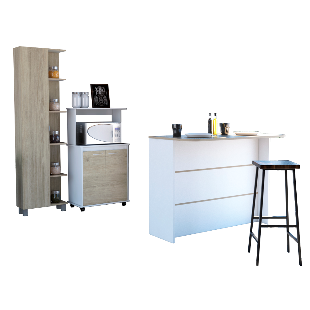 Combo Kitchen, Rovere y Blanco, incluye mueble cocina 36, barra y optimizador