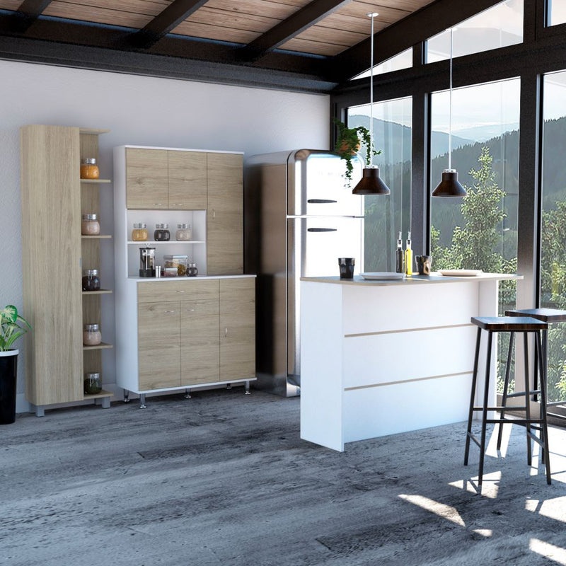 Combo Kitchen, Rovere y Blanco, incluye mueble cocina 60, barra y optimizador