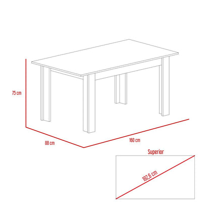 Combo Portofino, Rovere y Negro, incluye mesa de comedor 160 y seis sillas sin brazo