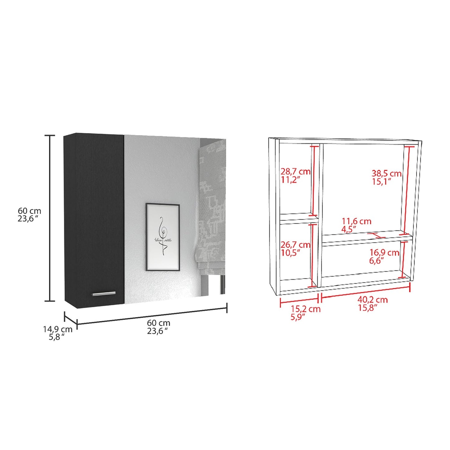 Combo Barcelona, Wengue, incluye botiquin con espejo y optimizador de baño