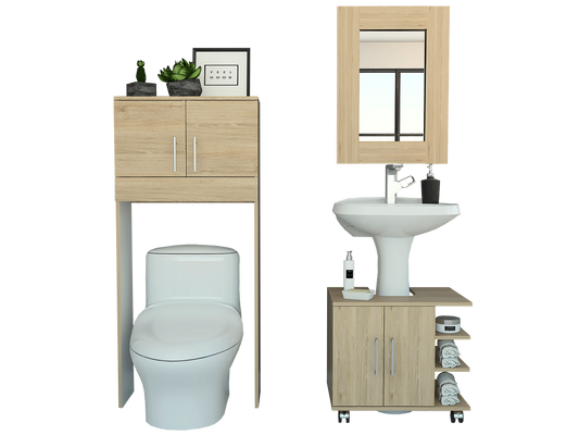 Combo Bath Rovere y Blanco, incluye espejo, lavamanos y auxiliar