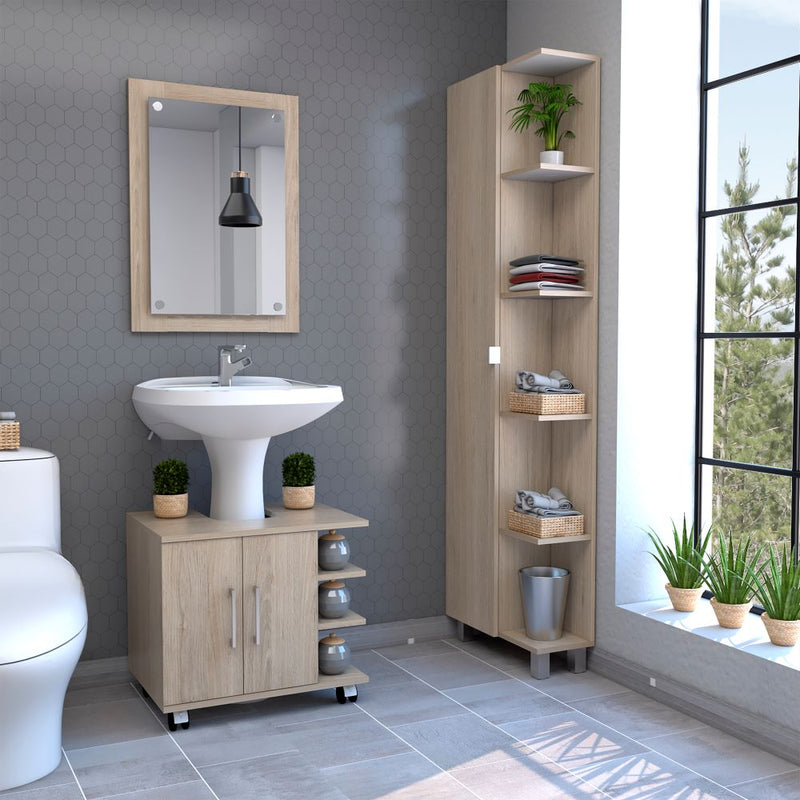 Combo Bath Rovere y Blanco, incluye espejo, optimizador lavamanos y mueble