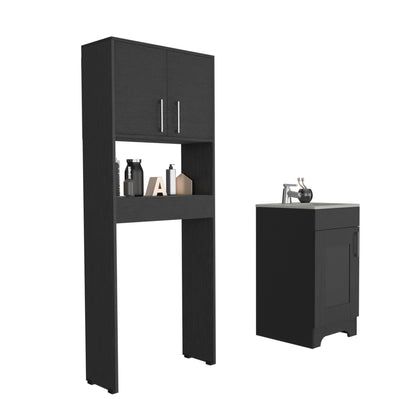 Combo Barcelona, Wengue, incluye mueble de lavamanos y optimizador de baño