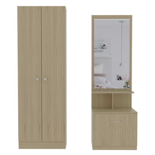 Combo Dreams, Rovere y Blanco, incluye clóset y velador multifuncional