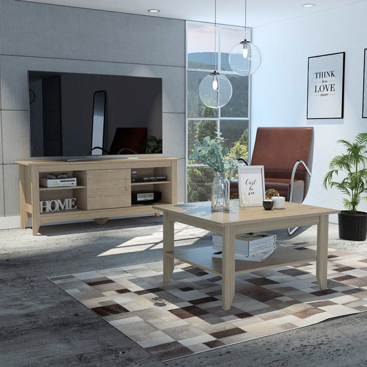 Combo Essential, Rovere, incluye rack TV y mesa de centro