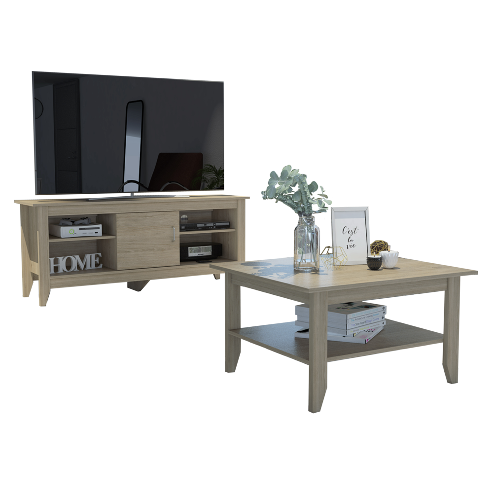 Combo Essential, Rovere, incluye rack TV y mesa de centro