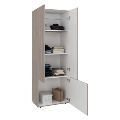 Combo Closet H-180 Cuatro Puertas, Almacenamiento, Zapatero, Colgado, Color Bardolino