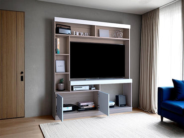 Estante Para Tv Dante, Bardolino y Blanco, con Espacio Para Televisor de 52 Pulgadas