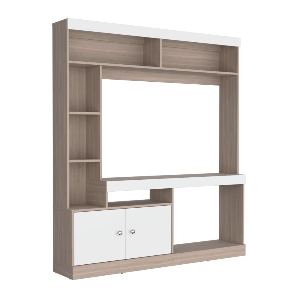 Estante Para Tv Dante, Bardolino y Blanco, con Espacio Para Televisor de 52 Pulgadas