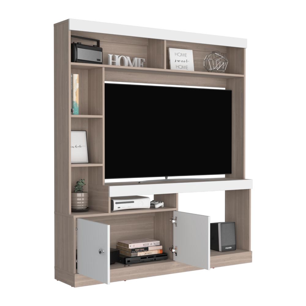 Estante Para Tv Dante, Bardolino y Blanco, con Espacio Para Televisor de 52 Pulgadas