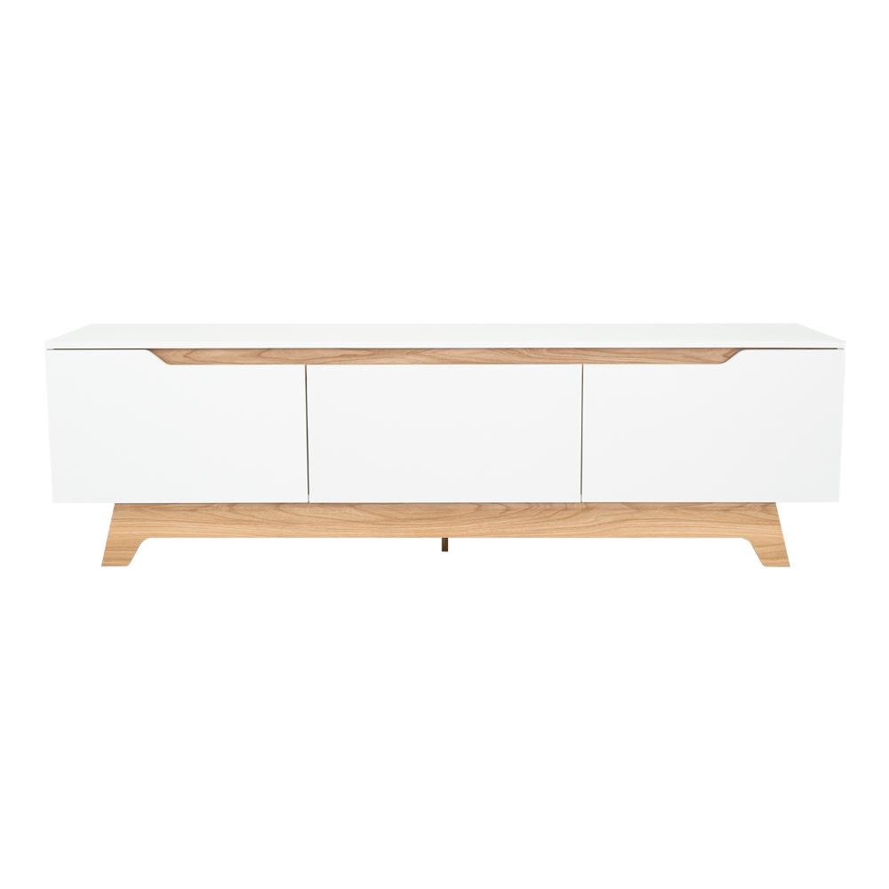 Rack Tv80 Woodall Dos Puertas Un Cajon, Blanco Y Fresno