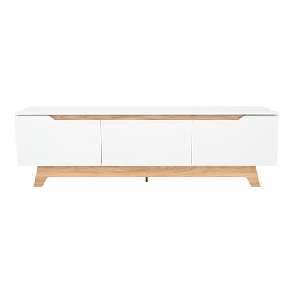 Rack Tv80 Woodall Dos Puertas Un Cajon, Blanco Y Fresno