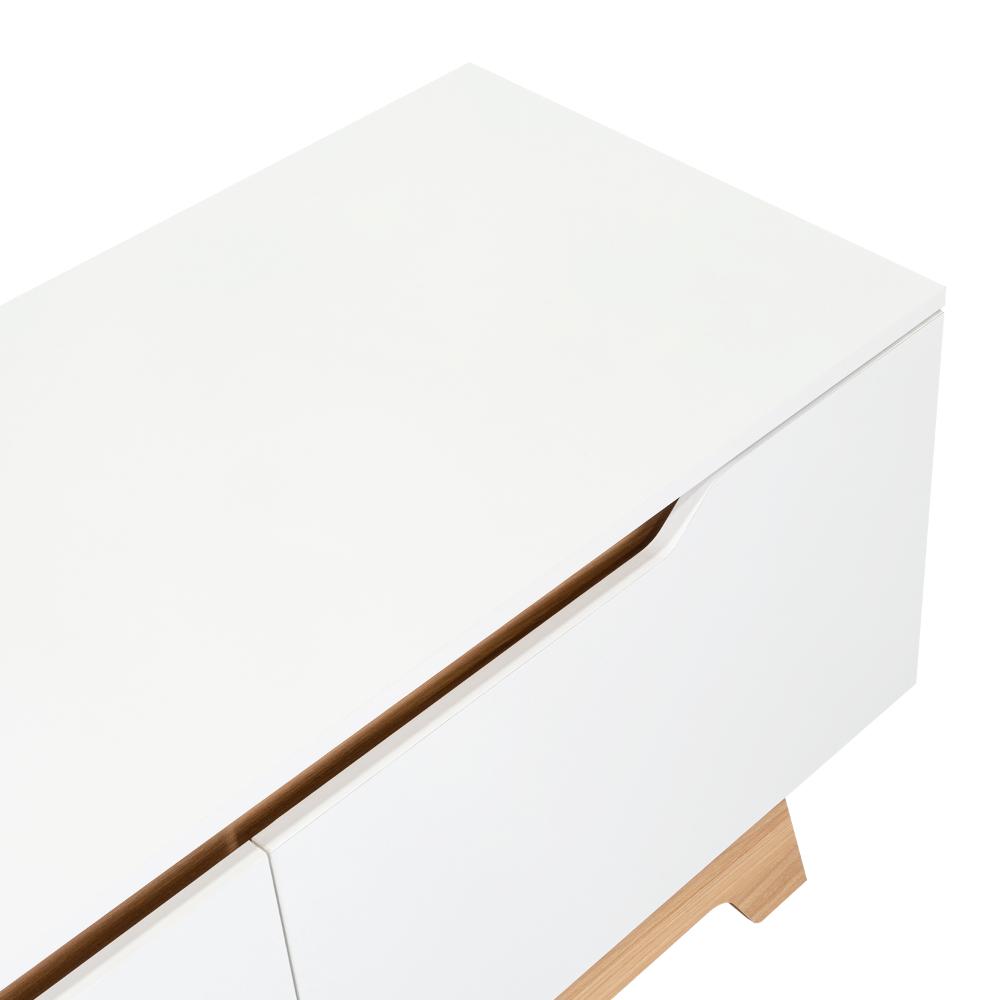 Rack Tv80 Woodall Dos Puertas Un Cajon, Blanco Y Fresno