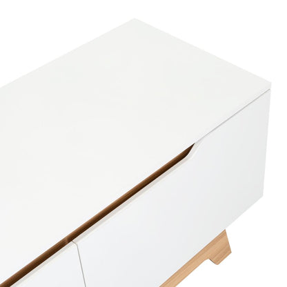 Rack Tv80 Woodall Dos Puertas Un Cajon, Blanco Y Fresno