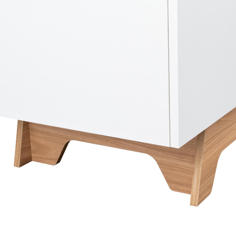 Rack Tv80 Woodall Dos Puertas Un Cajon, Blanco Y Fresno
