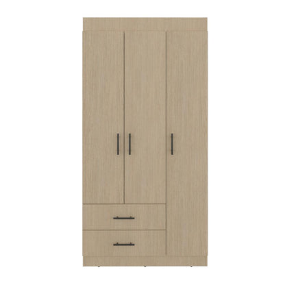 Ropero Tres Puertas con 2 Cajones Houston, Cartagena Y Wengue