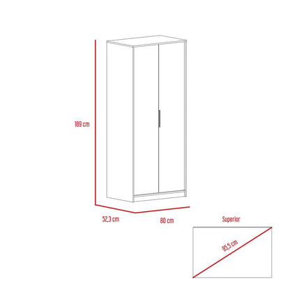 Closet 2 Puertas + Cómoda 5C Kaia Color Miel y Blanco Para Dormitorio