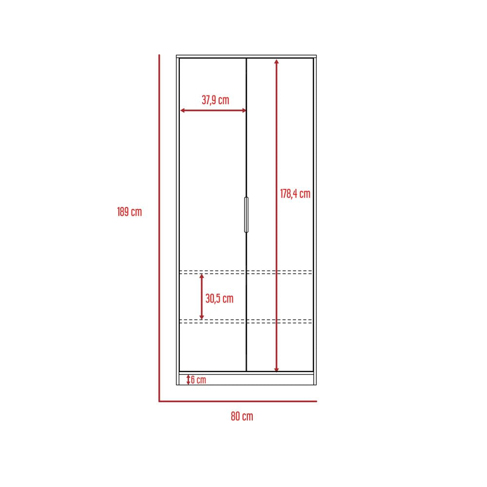 Closet 2 Puertas + Cómoda 5C Kaia Color Miel y Blanco Para Dormitorio