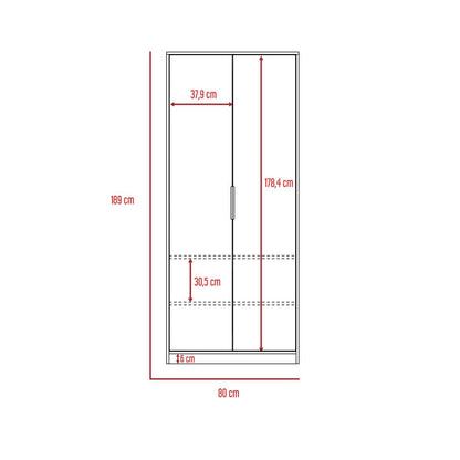 Closet 2 Puertas + Cómoda 5C Kaia Color Miel y Blanco Para Dormitorio