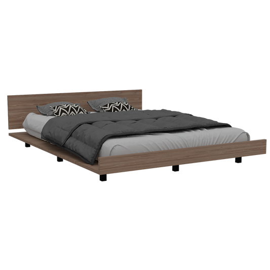Base De Cama 2 Plazas + Cómoda 5C Kaia Color Miel y Blanco Para Dormitorio