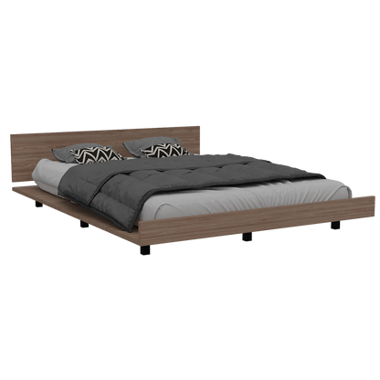 Combo Kaia, Miel y Blanco, incluye base cama y cómoda tres cajones