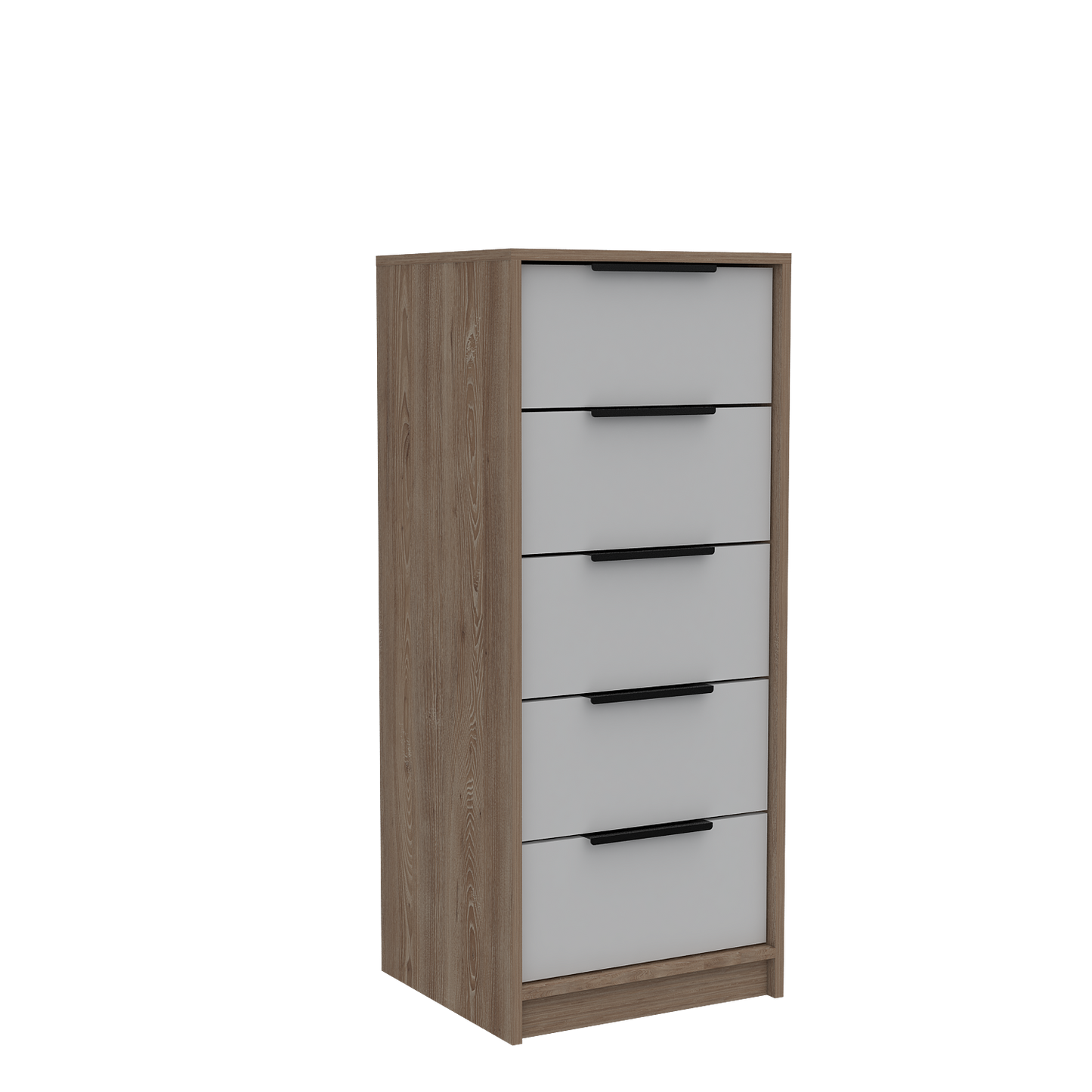 Combo Kaia, Miel y Blanco, incluye base cama y cómoda tres cajones