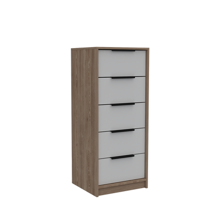Combo Kaia, Miel y Blanco, incluye base cama y cómoda tres cajones