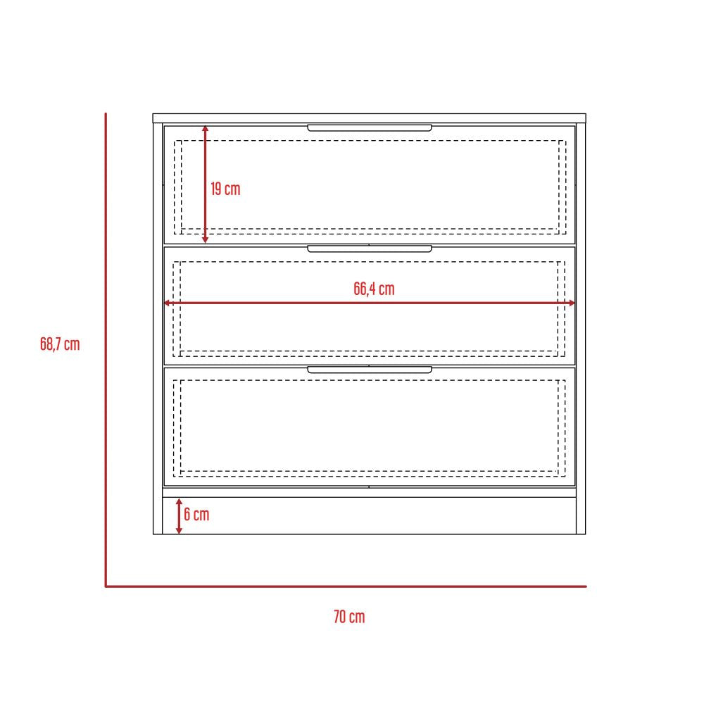 Base De Cama 2 Plazas + Cómoda 3C Kaia Color Miel y Blanco Para Dormitorio