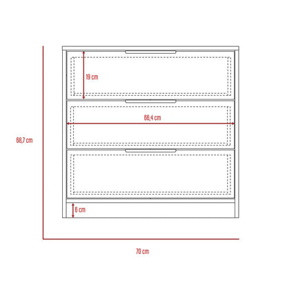 Base De Cama 2 Plazas + Cómoda 3C Kaia Color Miel y Blanco Para Dormitorio