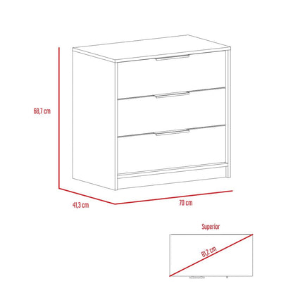 Combo Kaia, Miel y Blanco, incluye base cama, closet con dos puertas y cómodas